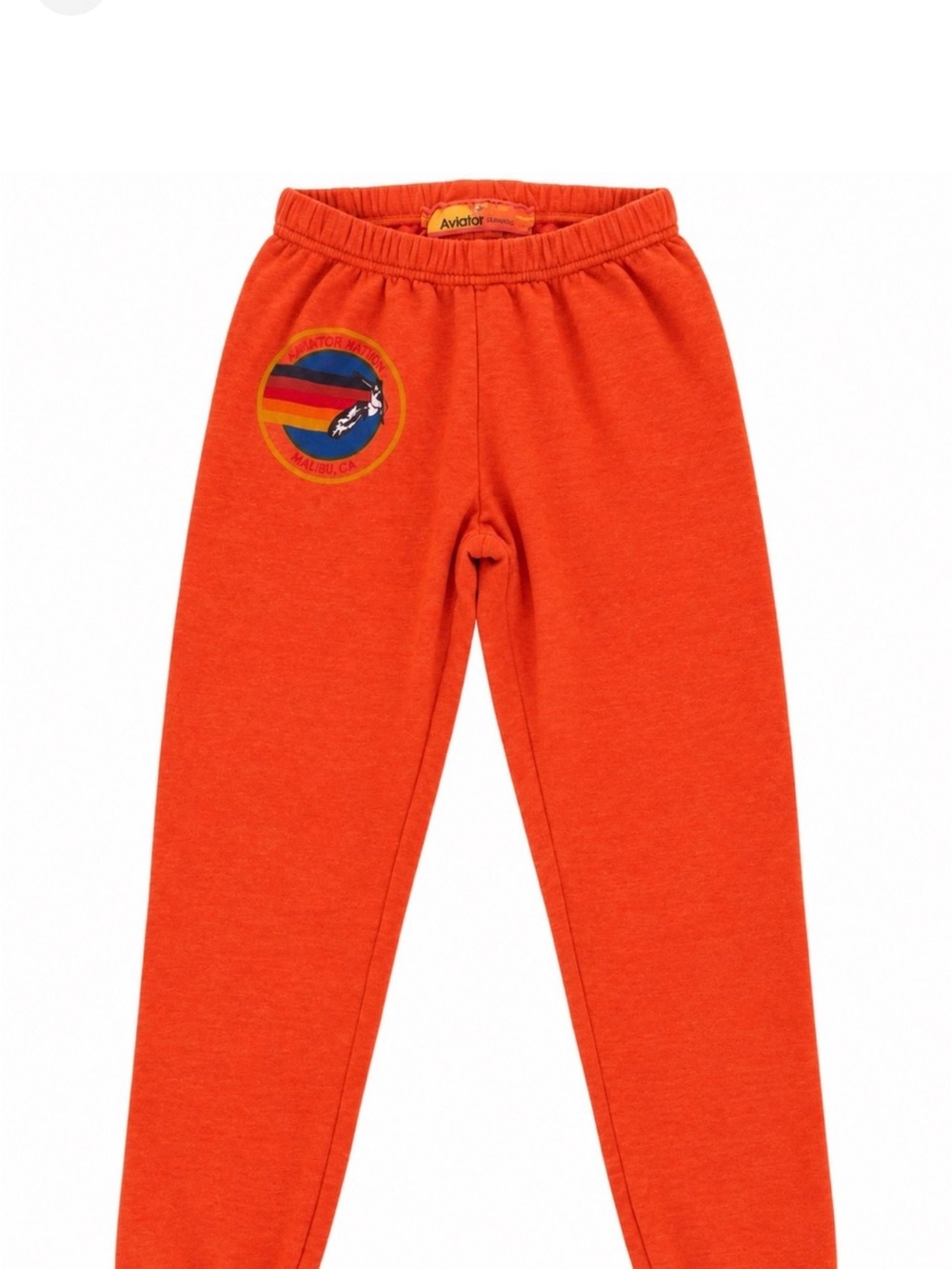 Aviator Nation Orange Sweat Joggers with Rainbow Patch